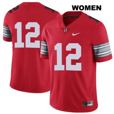 Women's NCAA Ohio State Buckeyes Matthew Baldwin #12 College Stitched 2018 Spring Game No Name Authentic Nike Red Football Jersey JB20F60CM